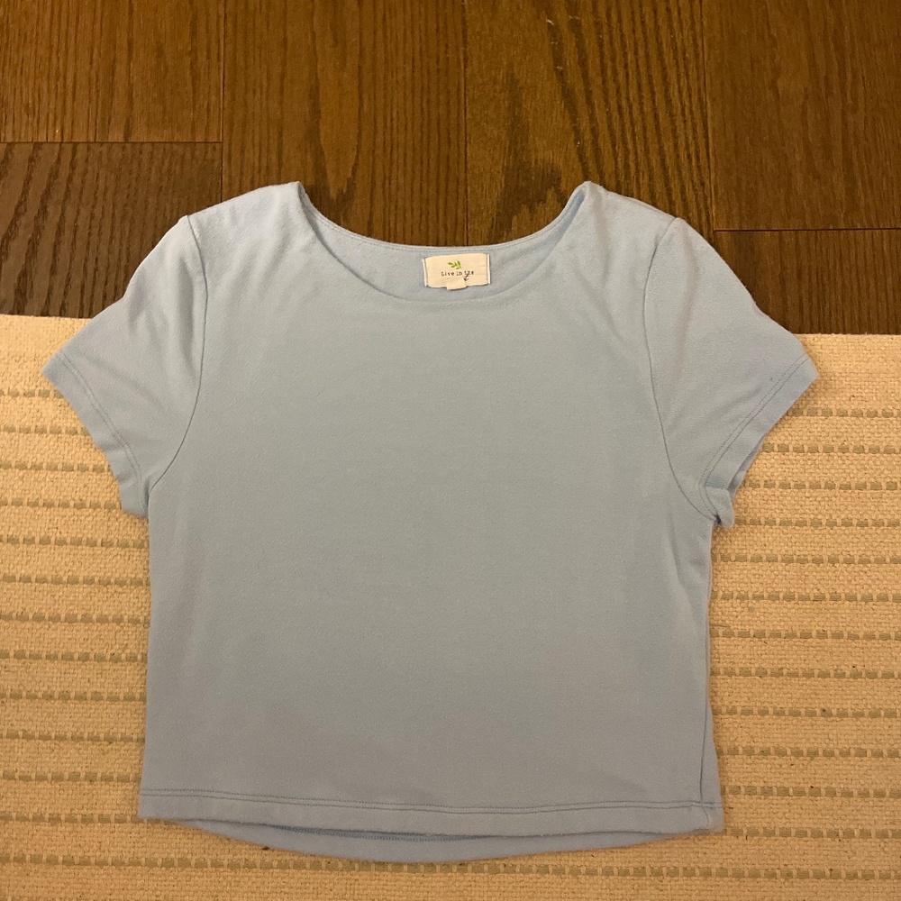 thin blue crop top
